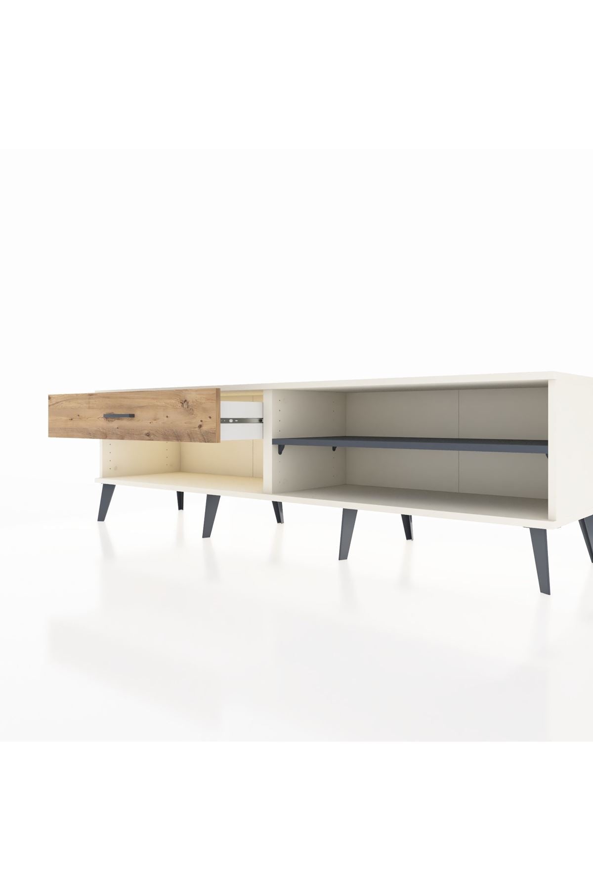 Hyperion TV Ünitesi Tek Raflı Tek Çekmeceli  176x44x51 Aytaşı-Antrasit/Çam