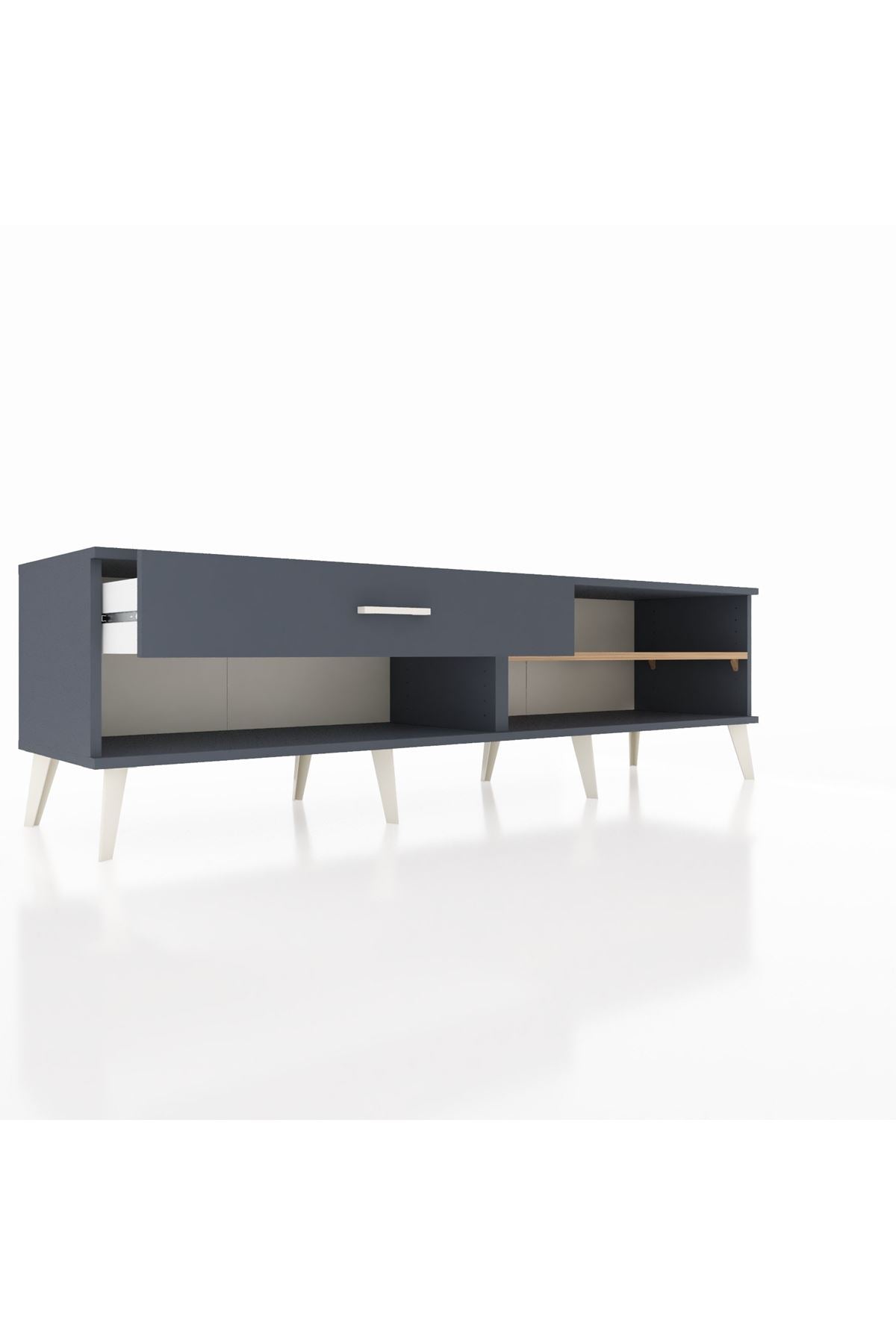 Hyperion TV Ünitesi Tek Raflı Tek Çekmeceli  176x44x51 Antrasit-Çam/Antrasit