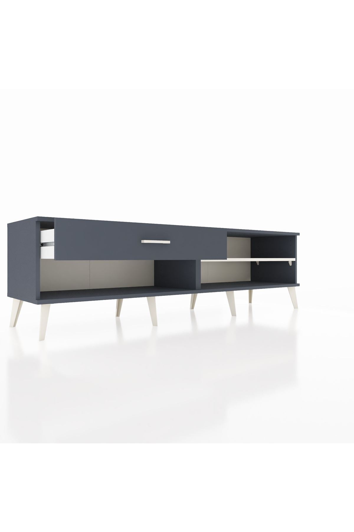 Hyperion TV Ünitesi Tek Raflı Tek Çekmeceli  176x44x51 Antrasit-Aytaşı/Antrasit