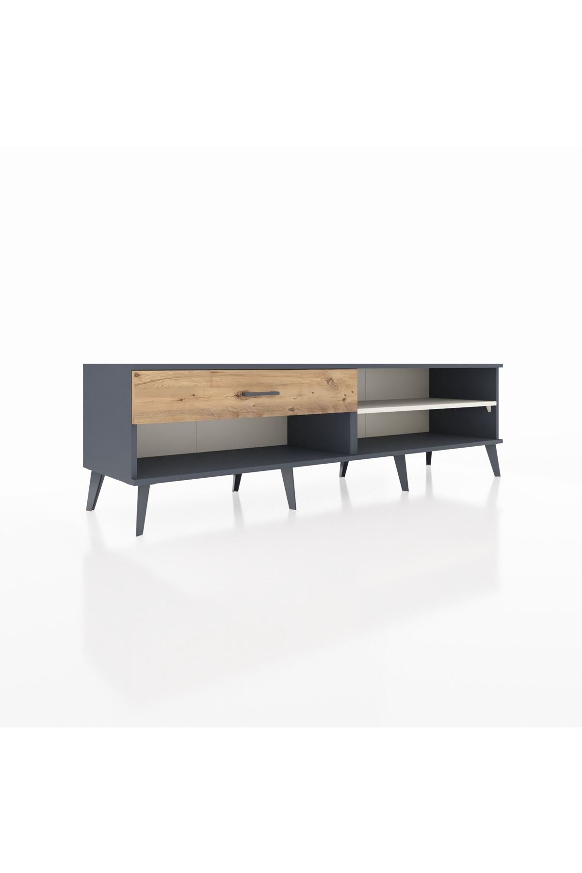 Hyperion TV Ünitesi Tek Raflı Tek Çekmeceli  176x44x51 Antrasit-Aytaşı/Çam