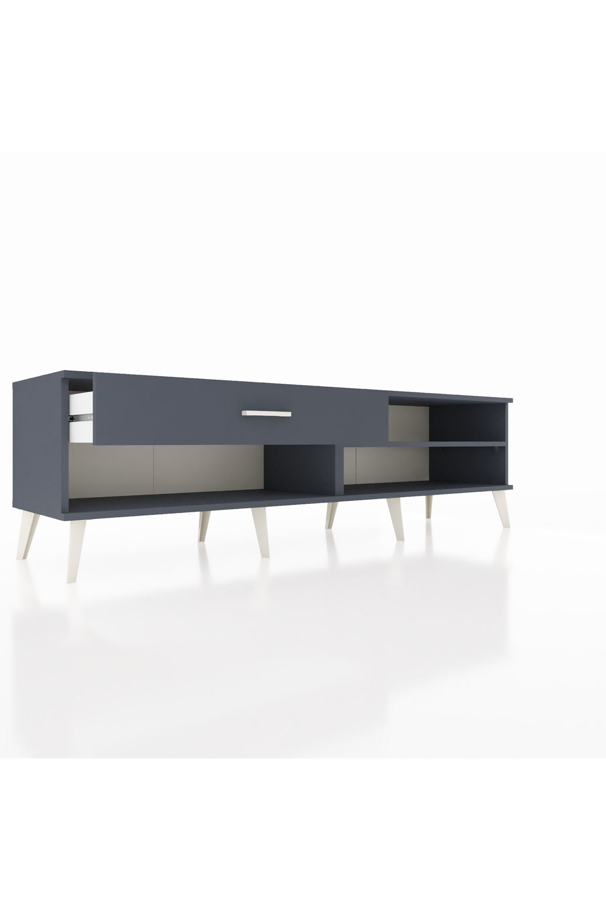 Hyperion TV Ünitesi Tek Raflı Tek Çekmeceli  176x44x51 Antrasit-Antrasit/Antrasit