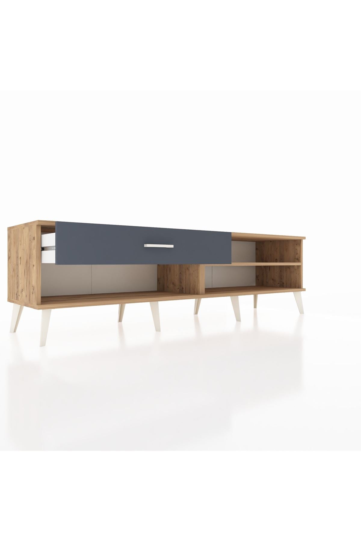 Hyperion TV Ünitesi Tek Raflı Tek Çekmeceli  176x44x51 Çam-Çam/Antrasit