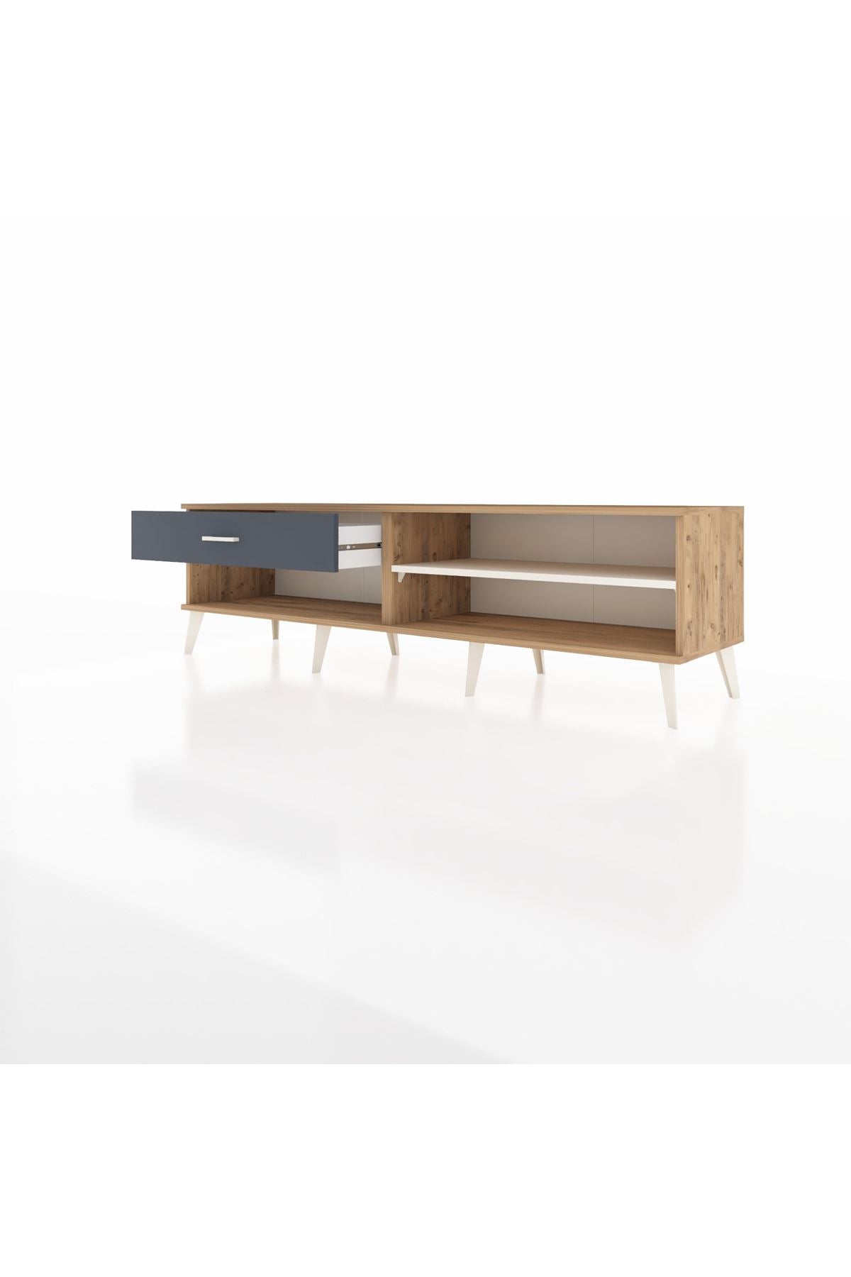 Hyperion TV Ünitesi Tek Raflı Tek Çekmeceli  176x44x51 Çam-Aytaşı/Antrasit