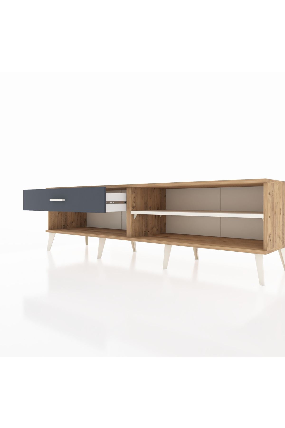 Hyperion TV Ünitesi Tek Raflı Tek Çekmeceli  176x44x51 Çam-Aytaşı/Antrasit