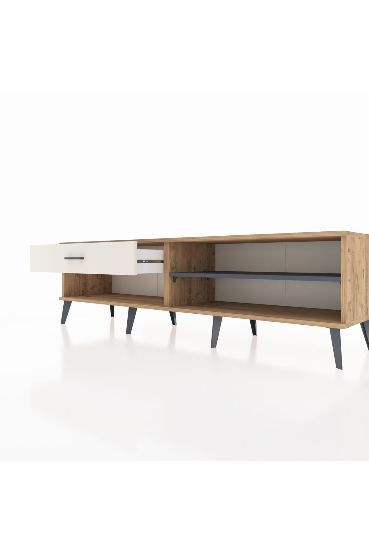 Hyperion TV Ünitesi Tek Raflı Tek Çekmeceli  176x44x51 Çam-Antrasit/Aytaşı