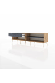 Hyperion TV Ünitesi Tek Raflı Tek Çekmeceli  176x44x51 Çam-Antrasit/Antrasit