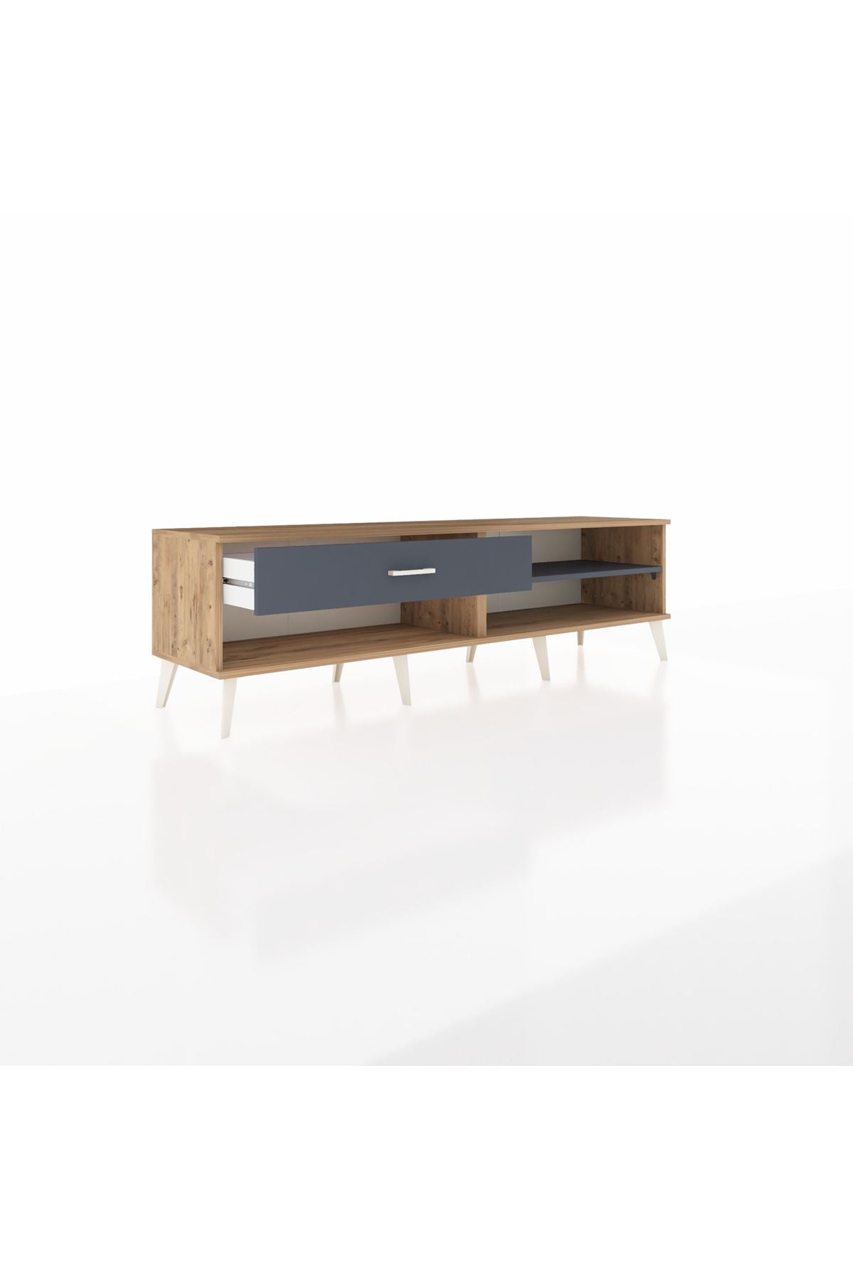 Hyperion TV Ünitesi Tek Raflı Tek Çekmeceli  176x44x51 Çam-Antrasit/Antrasit