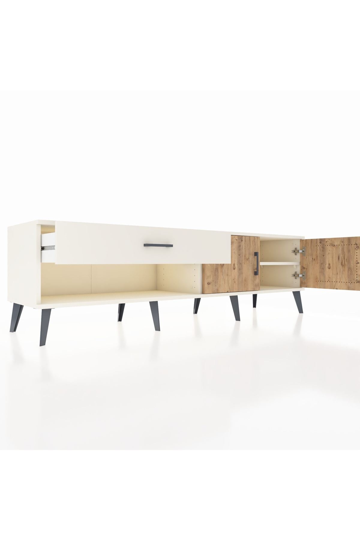 Hyperion TV Ünitesi Tek Raflı Tek Çekmeceli 2 Kapaklı 176x44x51 Aytaşı-Çam/Aytaşı