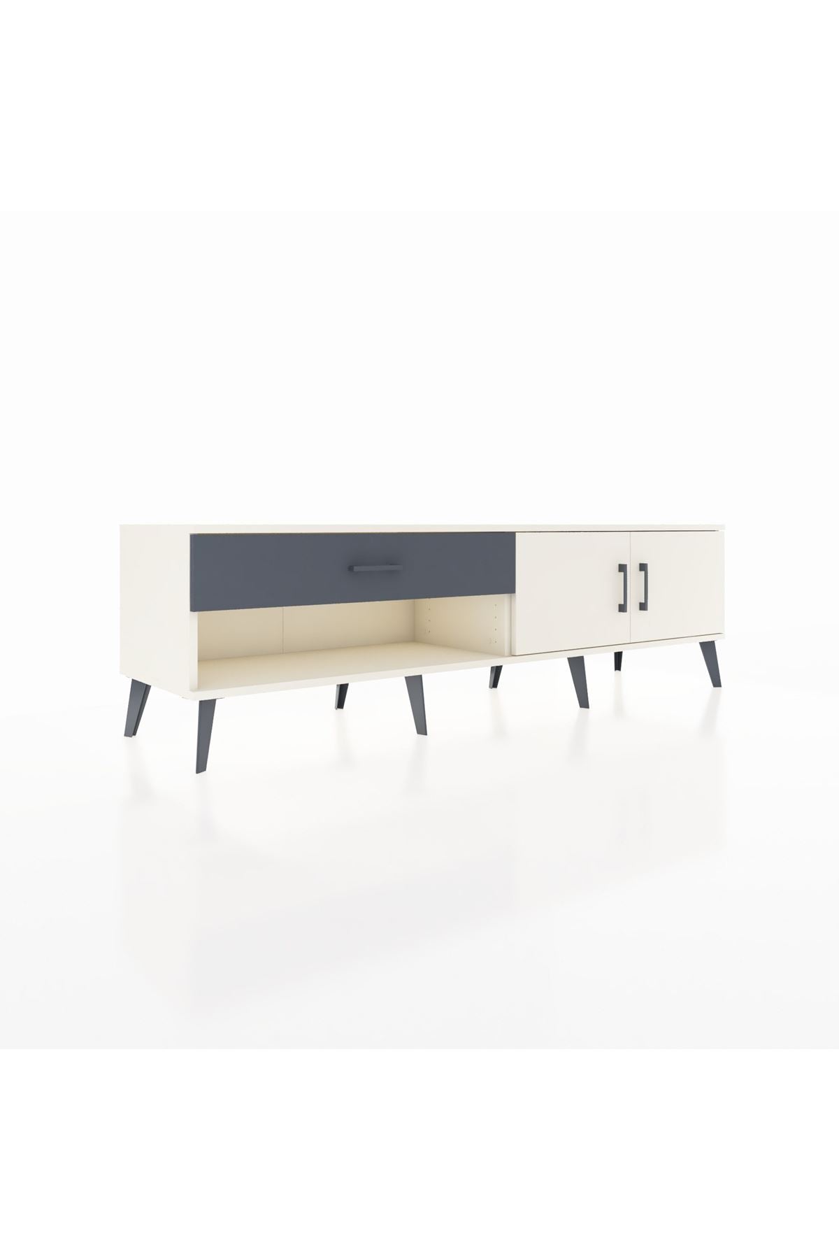 Hyperion TV Ünitesi Tek Raflı Tek Çekmeceli 2 Kapaklı 176x44x51 Aytaşı-Aytaşı/Antrasit