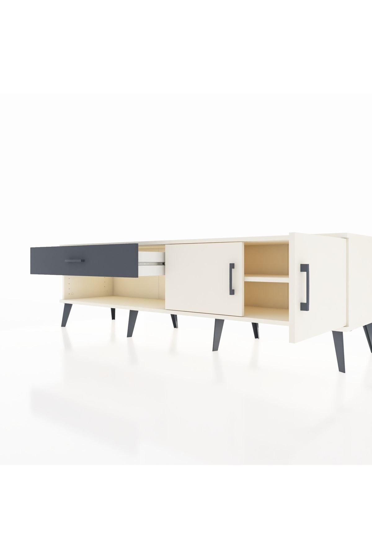 Hyperion TV Ünitesi Tek Raflı Tek Çekmeceli 2 Kapaklı 176x44x51 Aytaşı-Aytaşı/Antrasit