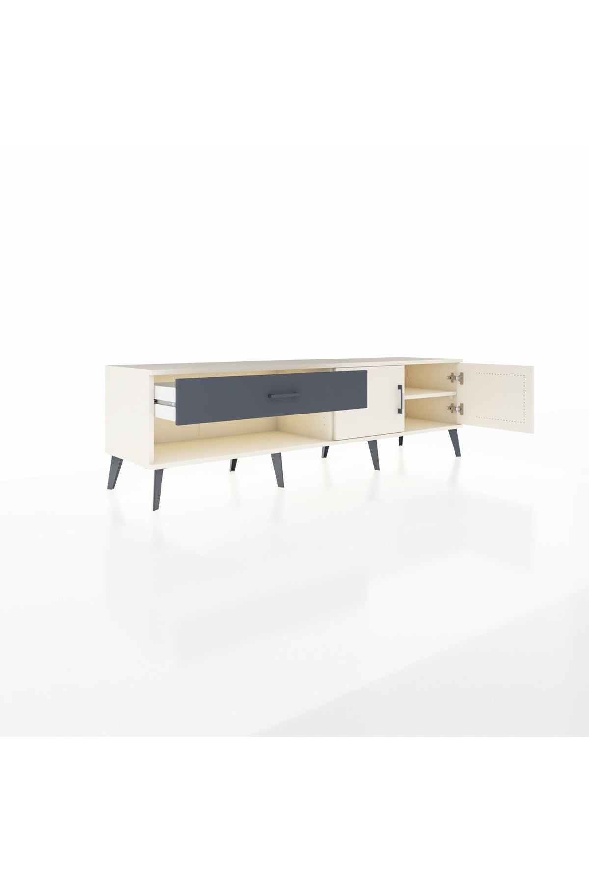 Hyperion TV Ünitesi Tek Raflı Tek Çekmeceli 2 Kapaklı 176x44x51 Aytaşı-Aytaşı/Antrasit