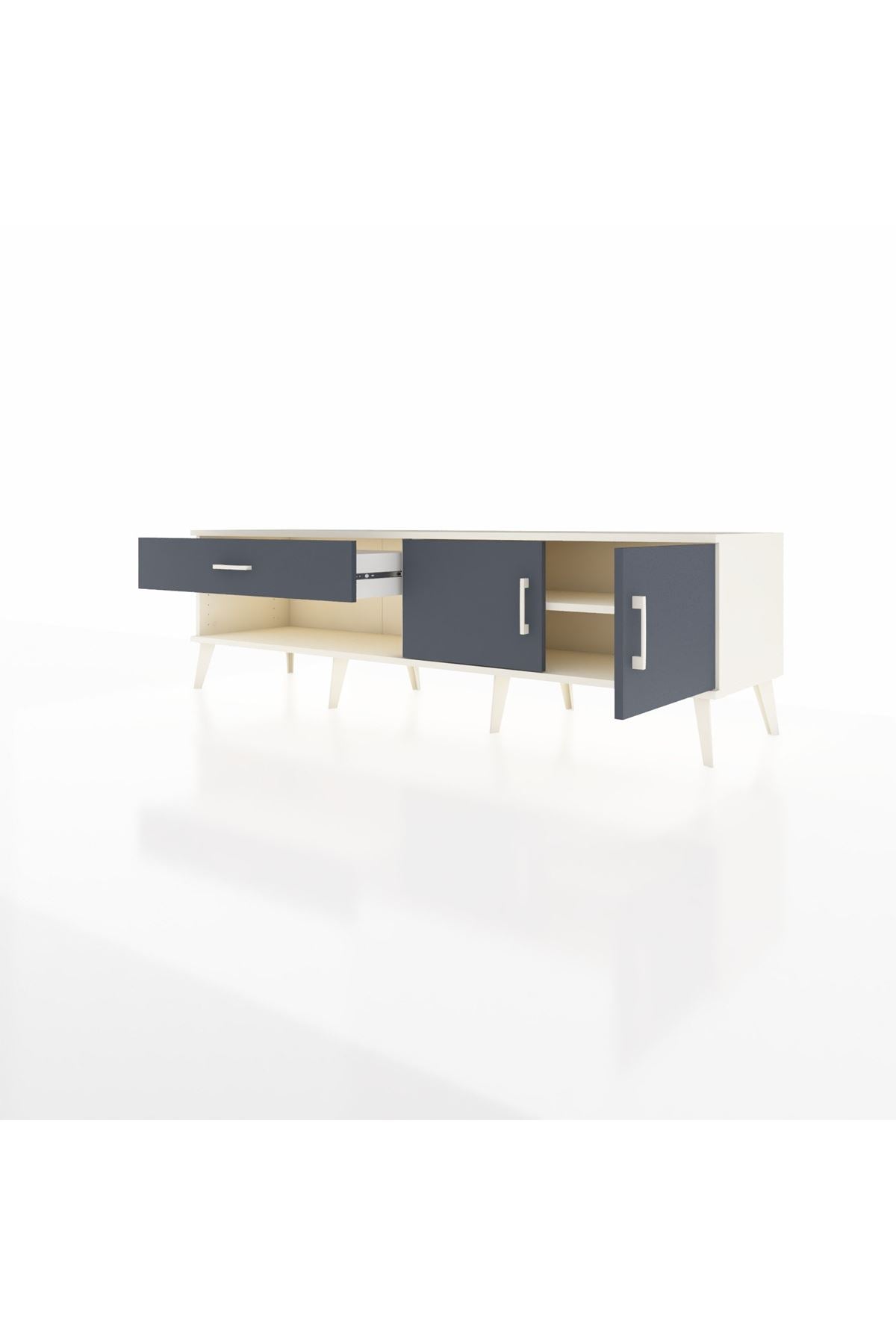 Hyperion TV Ünitesi Tek Raflı Tek Çekmeceli 2 Kapaklı 176x44x51 Aytaşı-Antrasit/Antrasit