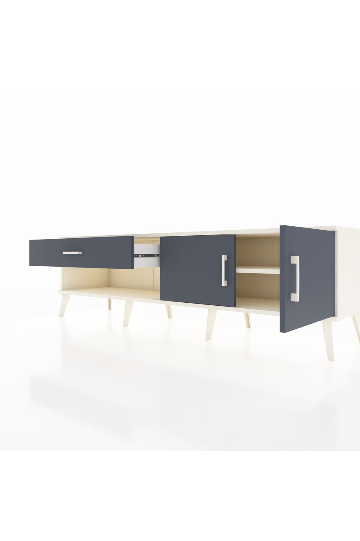 Hyperion TV Ünitesi Tek Raflı Tek Çekmeceli 2 Kapaklı 176x44x51 Aytaşı-Antrasit/Antrasit