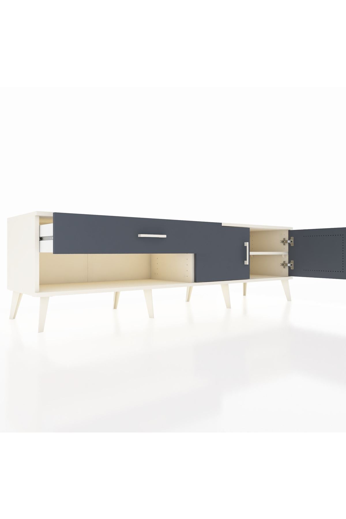 Hyperion TV Ünitesi Tek Raflı Tek Çekmeceli 2 Kapaklı 176x44x51 Aytaşı-Antrasit/Antrasit