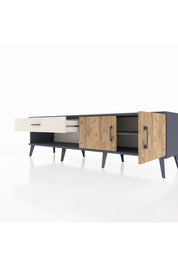 Hyperion TV Ünitesi Tek Raflı Tek Çekmeceli 2 Kapaklı 176x44x51 Antrasit-Çam/Aytaşı