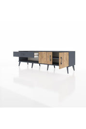 Hyperion TV Ünitesi Tek Raflı Tek Çekmeceli 2 Kapaklı 176x44x51 Antrasit-Çam/Antrasit