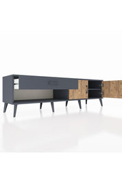 Hyperion TV Ünitesi Tek Raflı Tek Çekmeceli 2 Kapaklı 176x44x51 Antrasit-Çam/Antrasit