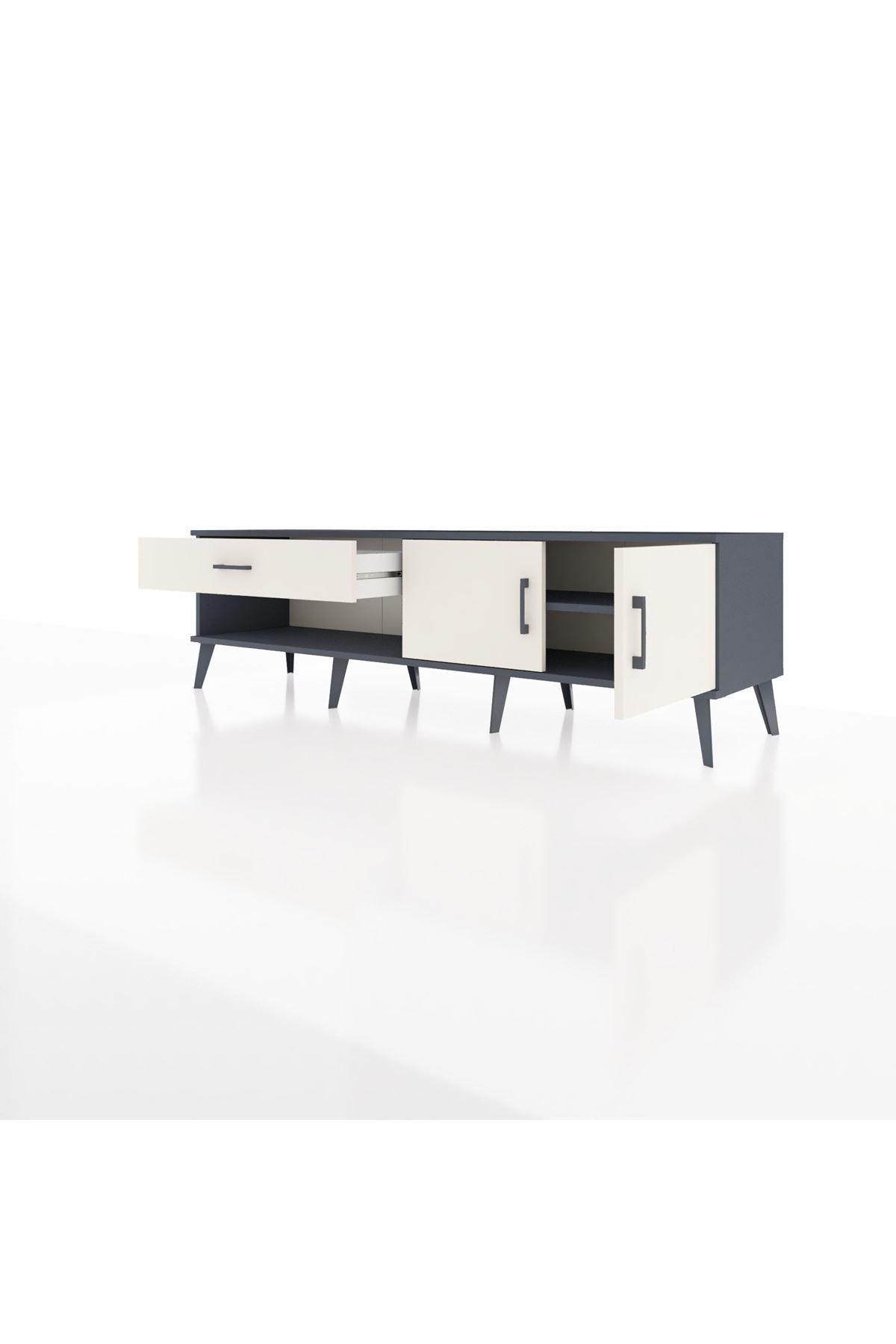 Hyperion TV Ünitesi Tek Raflı Tek Çekmeceli 2 Kapaklı 176x44x51 Antrasit-Aytaşı/Aytaşı