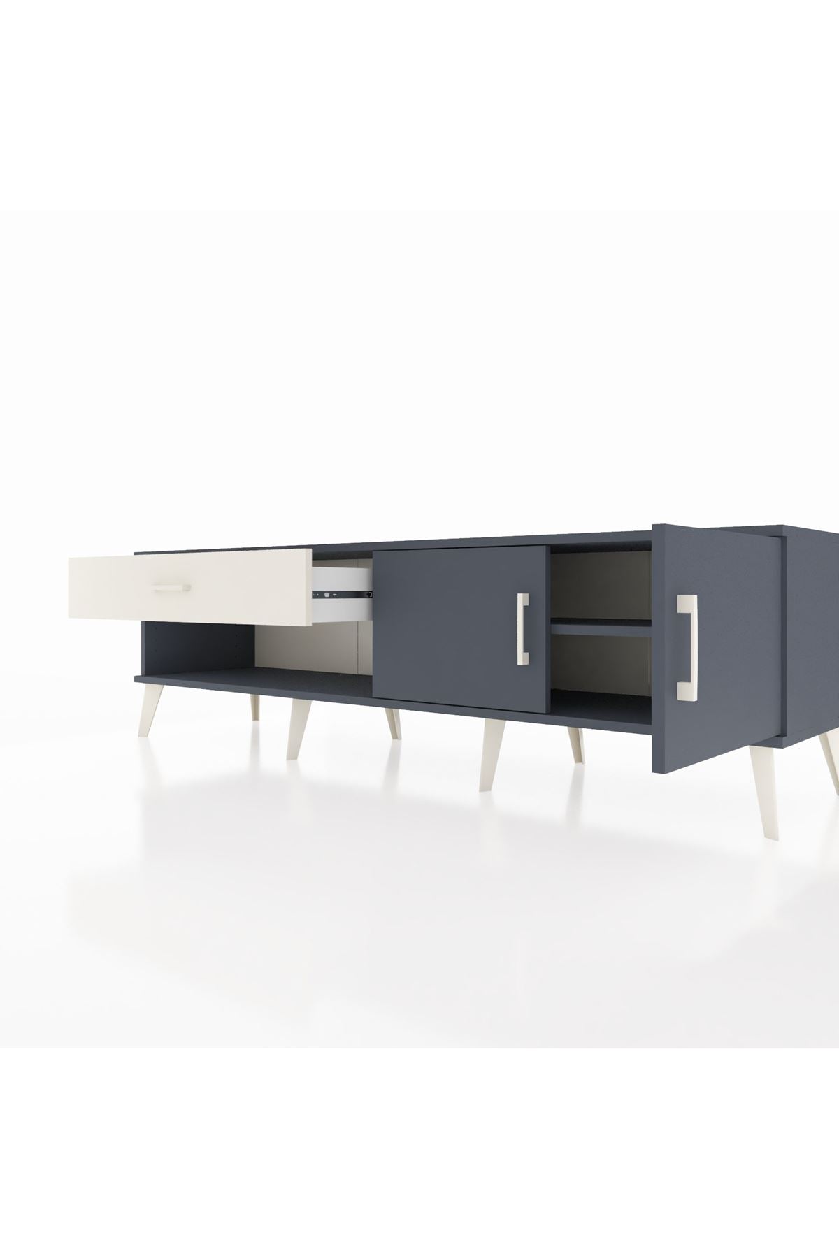 Hyperion TV Ünitesi Tek Raflı Tek Çekmeceli 2 Kapaklı 176x44x51 Antrasit-Antrasit/Aytaşı