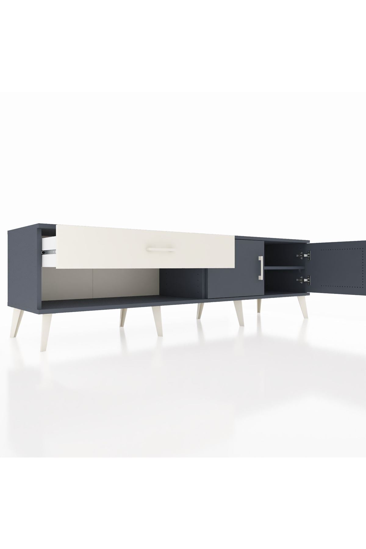 Hyperion TV Ünitesi Tek Raflı Tek Çekmeceli 2 Kapaklı 176x44x51 Antrasit-Antrasit/Aytaşı