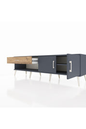 Hyperion TV Ünitesi Tek Raflı Tek Çekmeceli 2 Kapaklı 176x44x51 Antrasit-Antrasit/Çam