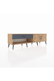 Hyperion TV Ünitesi Tek Raflı Tek Çekmeceli 2 Kapaklı 176x44x51 Çam-Çam/Antrasit