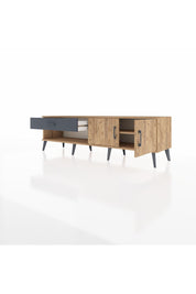 Hyperion TV Ünitesi Tek Raflı Tek Çekmeceli 2 Kapaklı 176x44x51 Çam-Çam/Antrasit