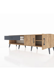 Hyperion TV Ünitesi Tek Raflı Tek Çekmeceli 2 Kapaklı 176x44x51 Çam-Çam/Antrasit