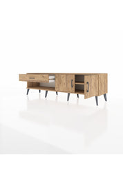 Hyperion TV Ünitesi Tek Raflı Tek Çekmeceli 2 Kapaklı 176x44x51 Çam-Çam/Çam