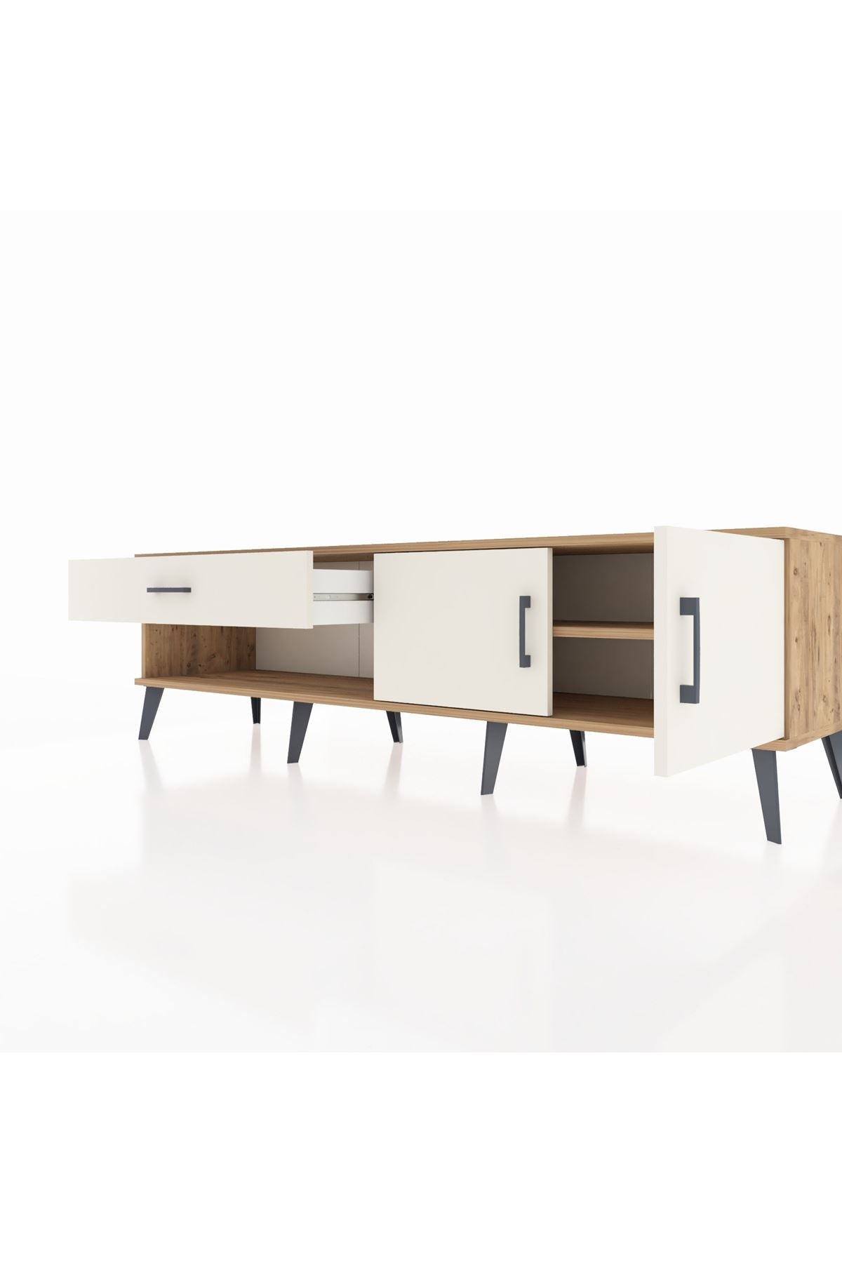 Hyperion TV Ünitesi Tek Raflı Tek Çekmeceli 2 Kapaklı 176x44x51 Çam-Aytaşı/Aytaşı