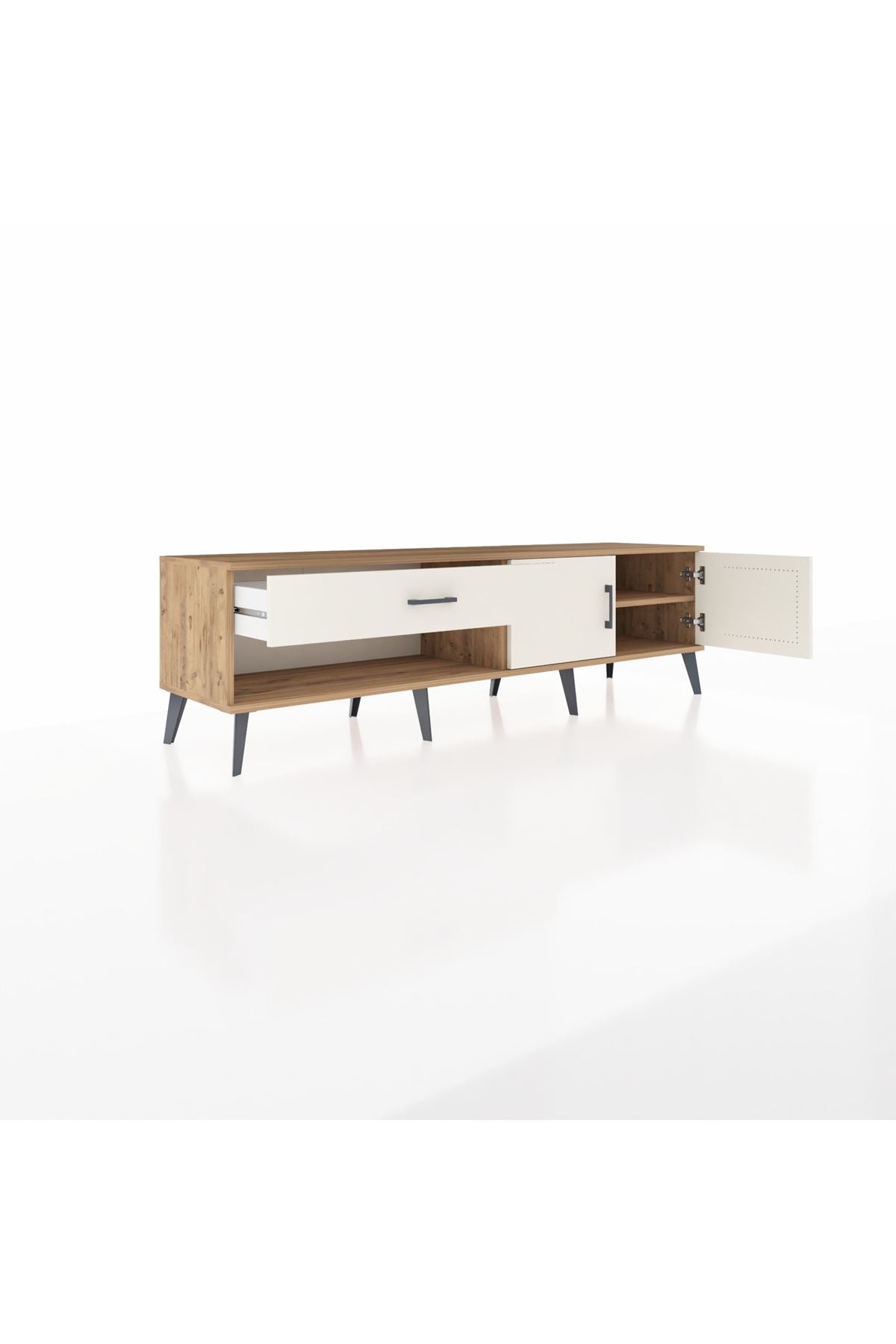 Hyperion TV Ünitesi Tek Raflı Tek Çekmeceli 2 Kapaklı 176x44x51 Çam-Aytaşı/Aytaşı