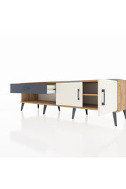 Hyperion TV Ünitesi Tek Raflı Tek Çekmeceli 2 Kapaklı 176x44x51 Çam-Aytaşı/Antrasit