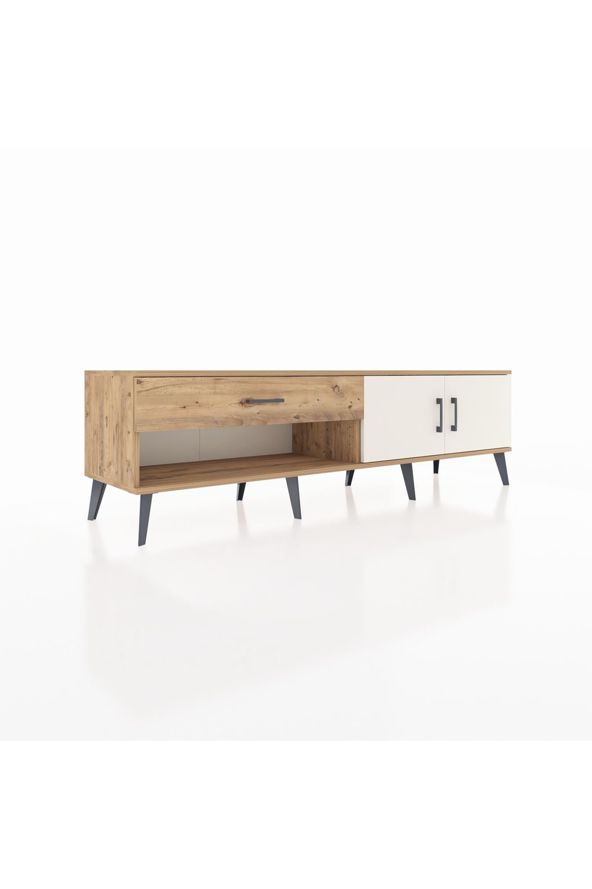 Hyperion TV Ünitesi Tek Raflı Tek Çekmeceli 2 Kapaklı 176x44x51 Çam-Aytaşı/Çam