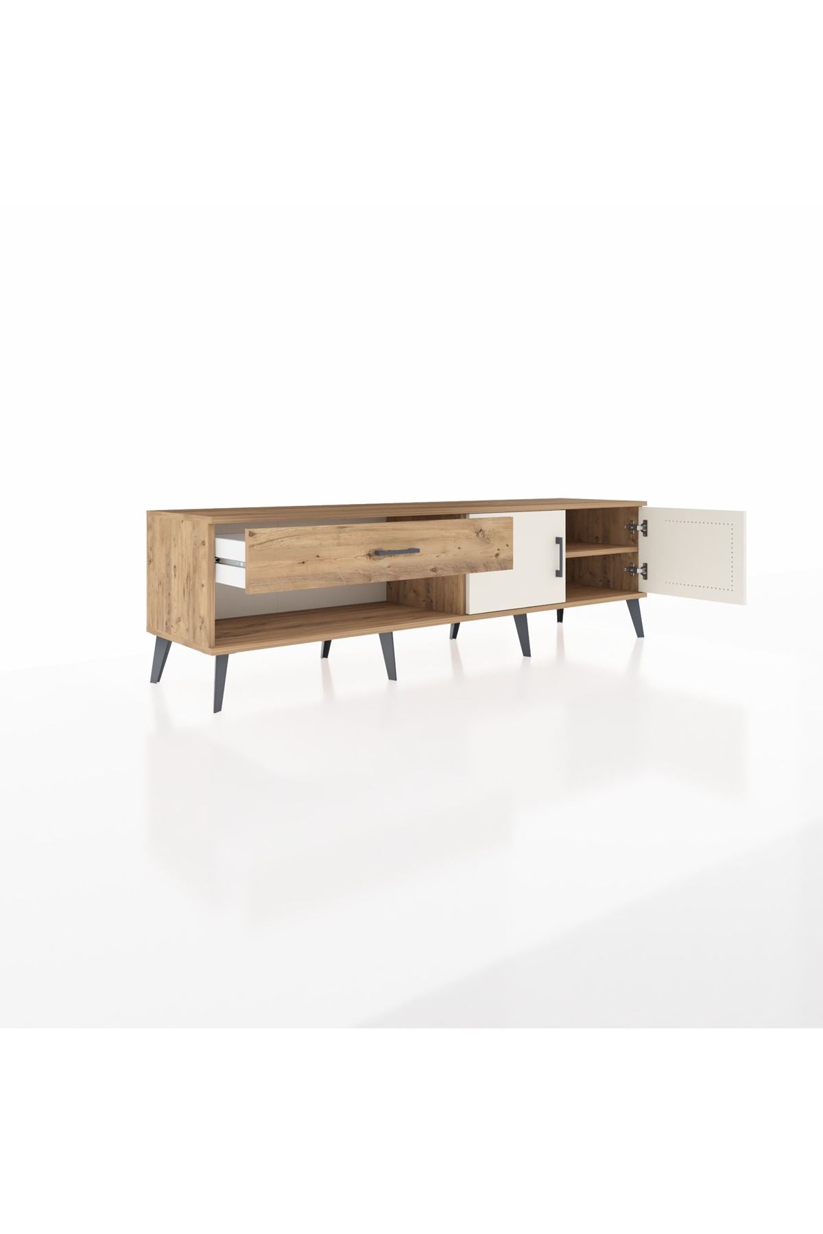 Hyperion TV Ünitesi Tek Raflı Tek Çekmeceli 2 Kapaklı 176x44x51 Çam-Aytaşı/Çam