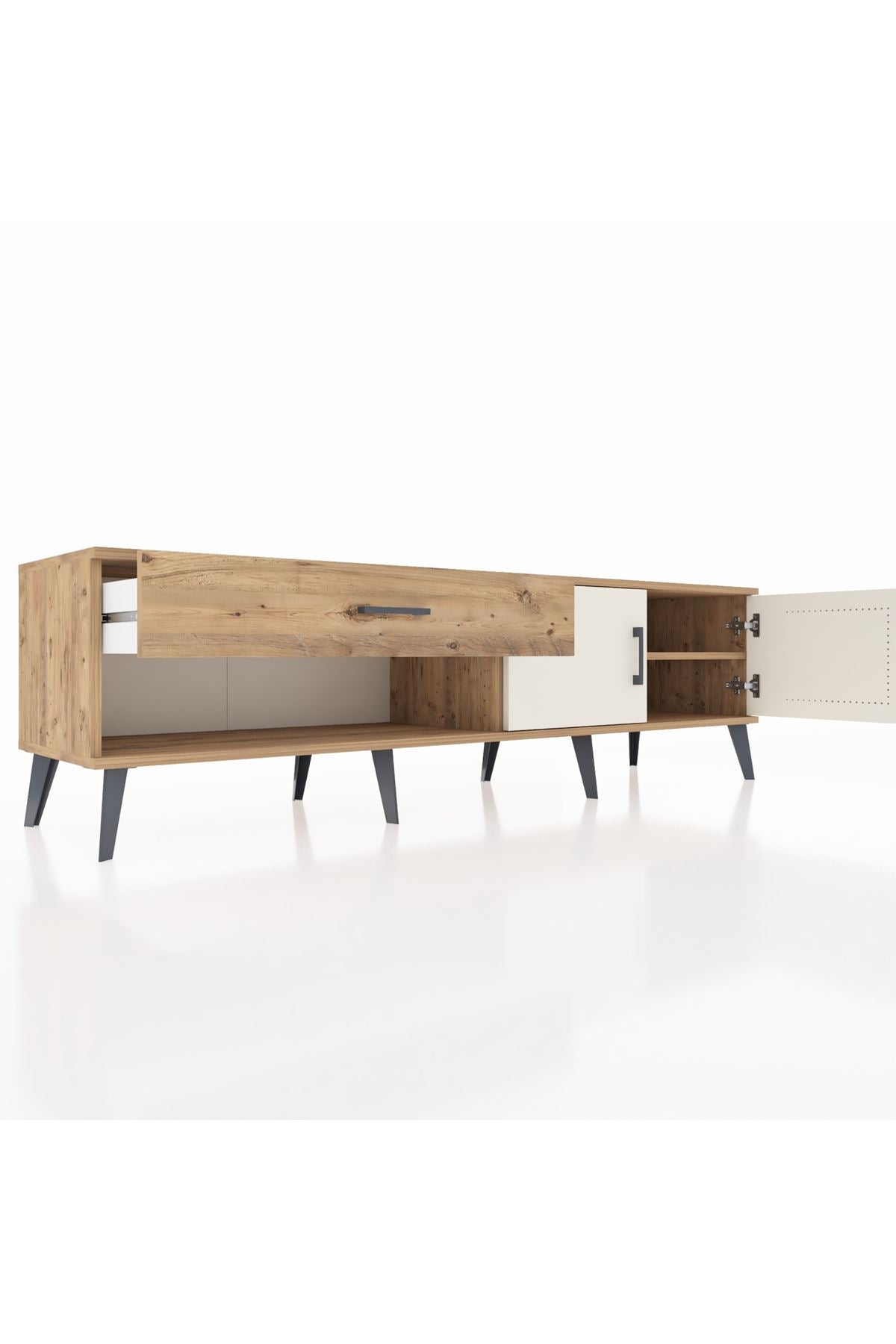 Hyperion TV Ünitesi Tek Raflı Tek Çekmeceli 2 Kapaklı 176x44x51 Çam-Aytaşı/Çam