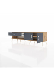 Hyperion TV Ünitesi Tek Raflı Tek Çekmeceli 2 Kapaklı 176x44x51 Çam-Antrasit/Antrasit