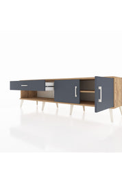 Hyperion TV Ünitesi Tek Raflı Tek Çekmeceli 2 Kapaklı 176x44x51 Çam-Antrasit/Antrasit