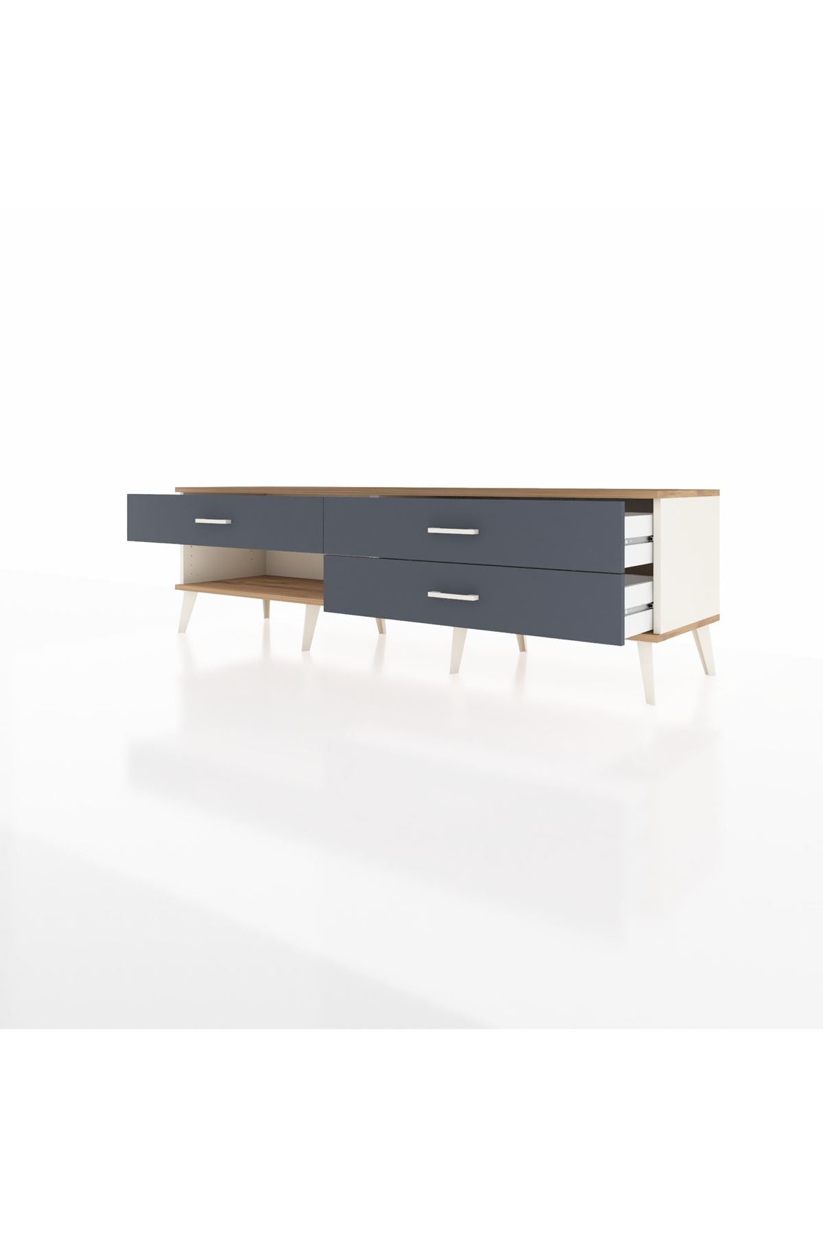 Hyperion TV Ünitesi 3 Çekmeceli  176x44x51 Aytaşı-Çam/Antrasit