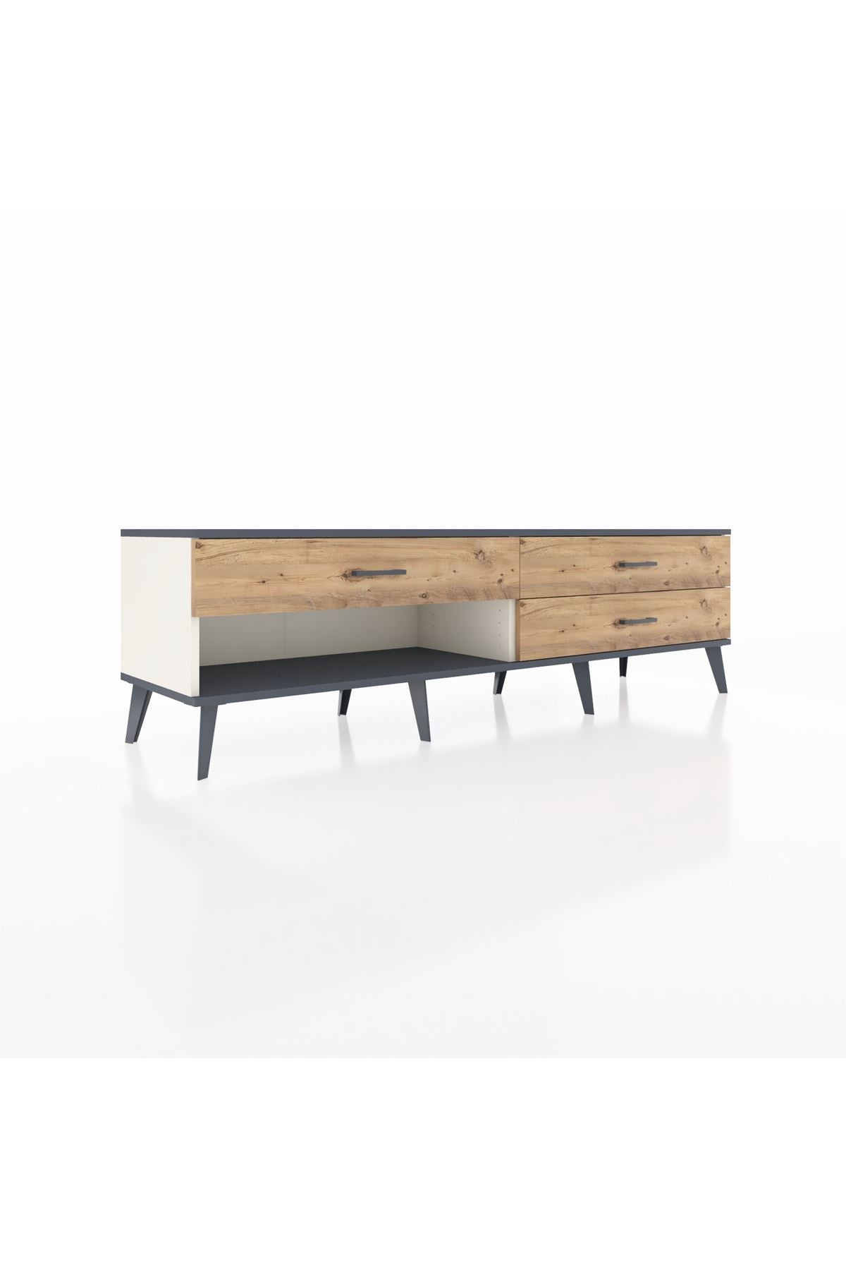 Hyperion TV Ünitesi 3 Çekmeceli  176x44x51 Aytaşı-Antrasit/Çam