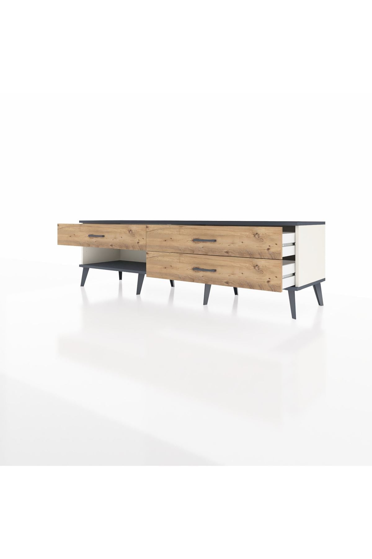 Hyperion TV Ünitesi 3 Çekmeceli  176x44x51 Aytaşı-Antrasit/Çam