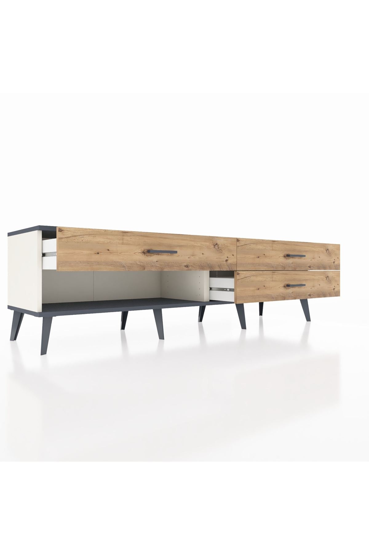 Hyperion TV Ünitesi 3 Çekmeceli  176x44x51 Aytaşı-Antrasit/Çam