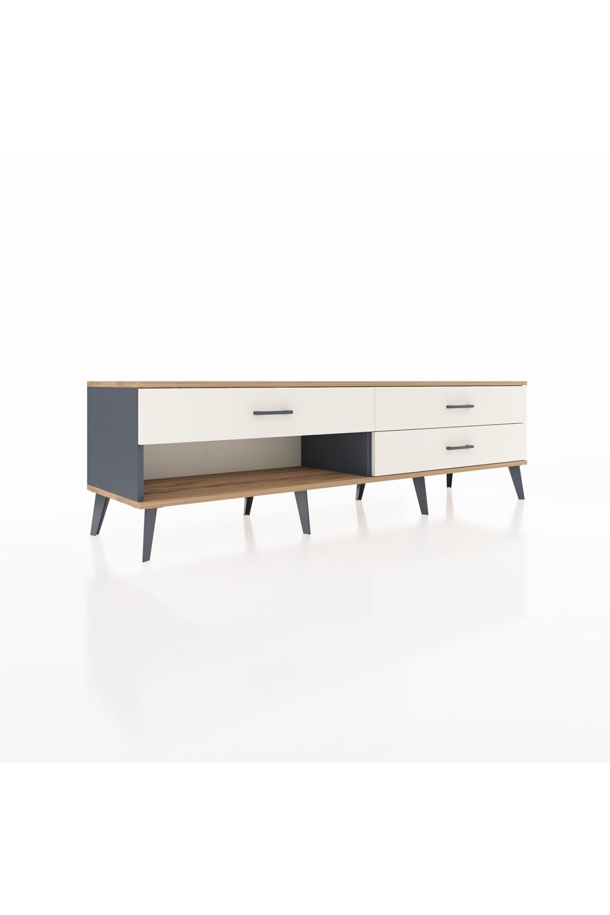 Hyperion TV Ünitesi 3 Çekmeceli  176x44x51 Antrasit-Çam/Aytaşı