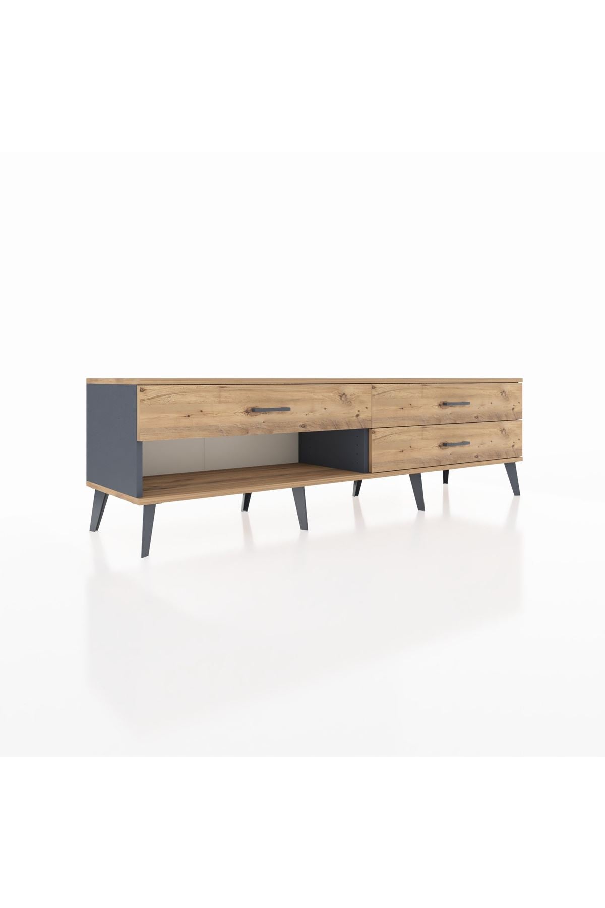 Hyperion TV Ünitesi 3 Çekmeceli  176x44x51 Antrasit-Çam/Çam