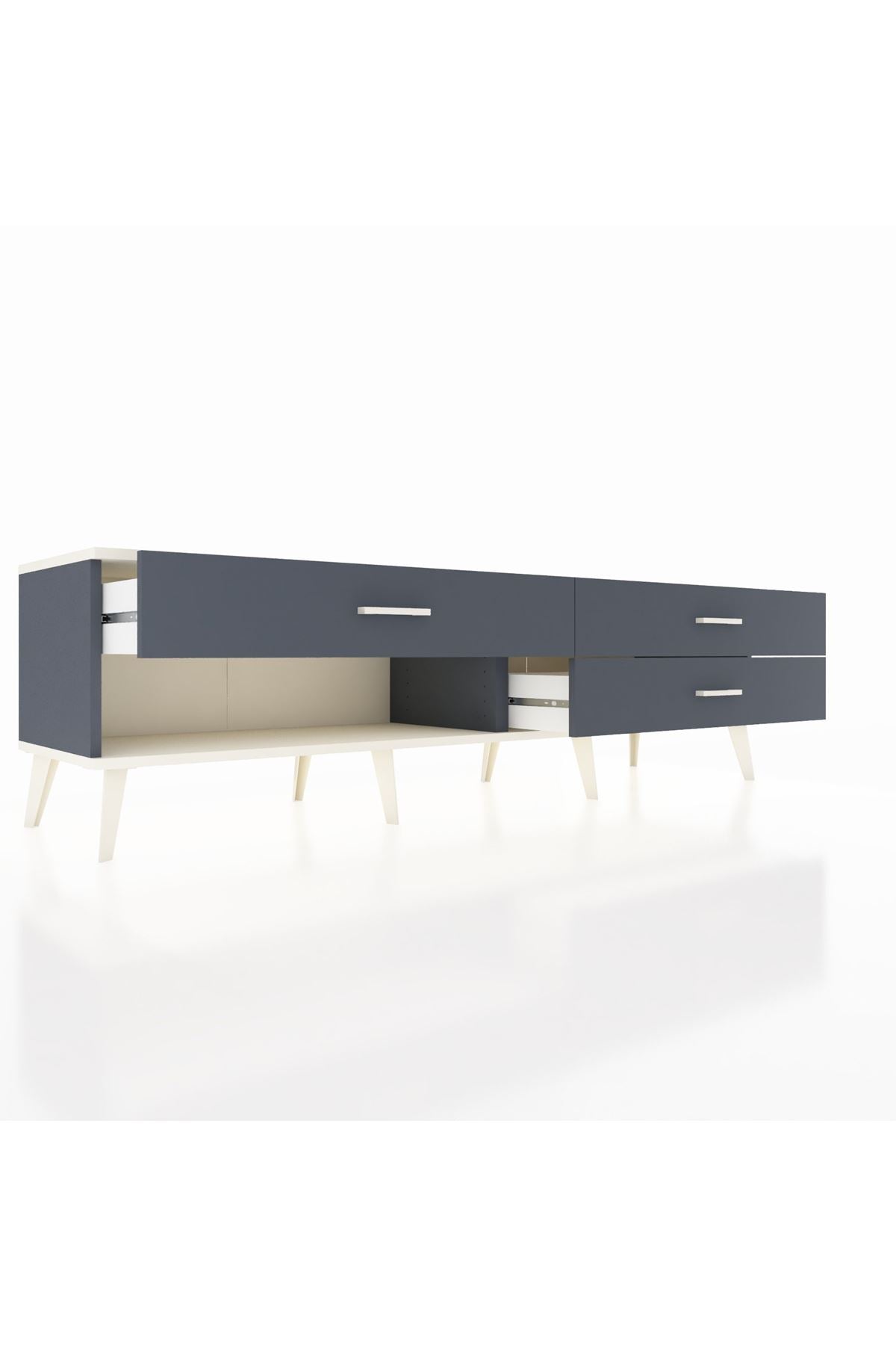 Hyperion TV Ünitesi 3 Çekmeceli  176x44x51 Antrasit-Aytaşı/Antrasit