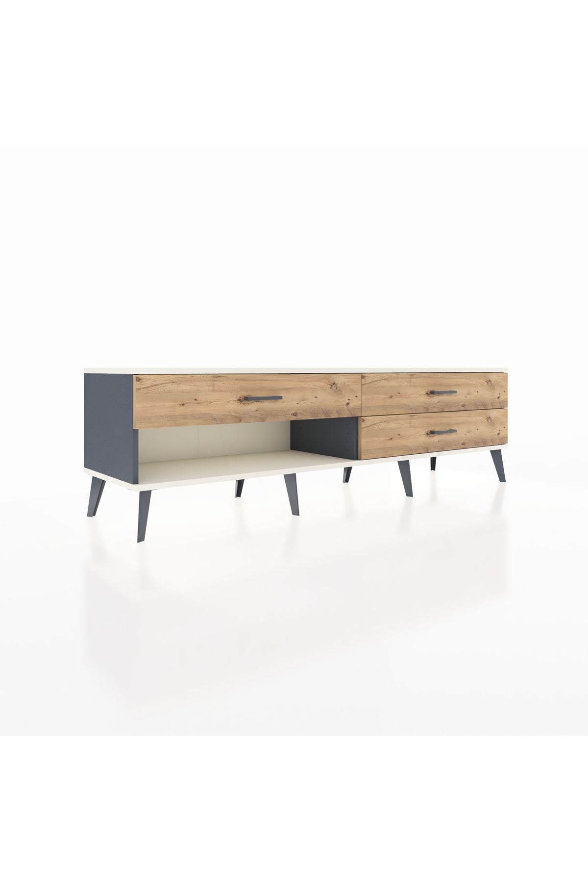 Hyperion TV Ünitesi 3 Çekmeceli  176x44x51 Antrasit-Aytaşı/Çam