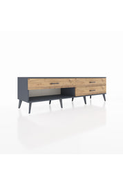 Hyperion TV Ünitesi 3 Çekmeceli  176x44x51 Antrasit-Antrasit/Çam