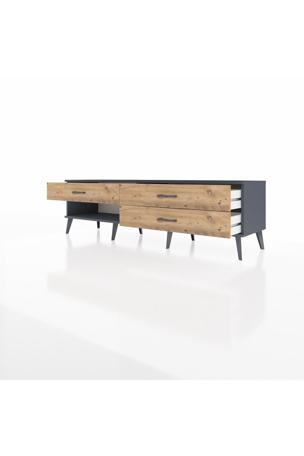 Hyperion TV Ünitesi 3 Çekmeceli  176x44x51 Antrasit-Antrasit/Çam