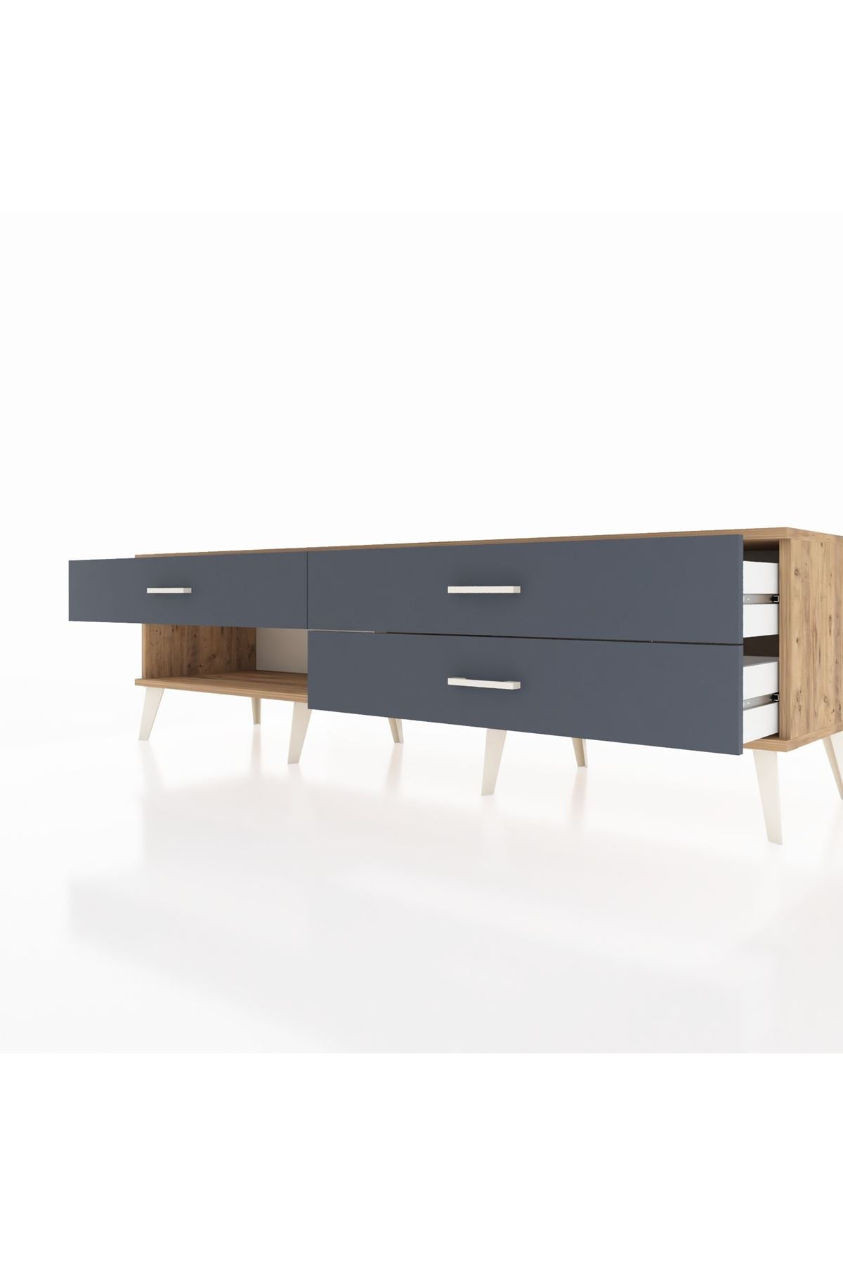 Hyperion TV Ünitesi 3 Çekmeceli  176x44x51 Çam-Çam/Antrasit