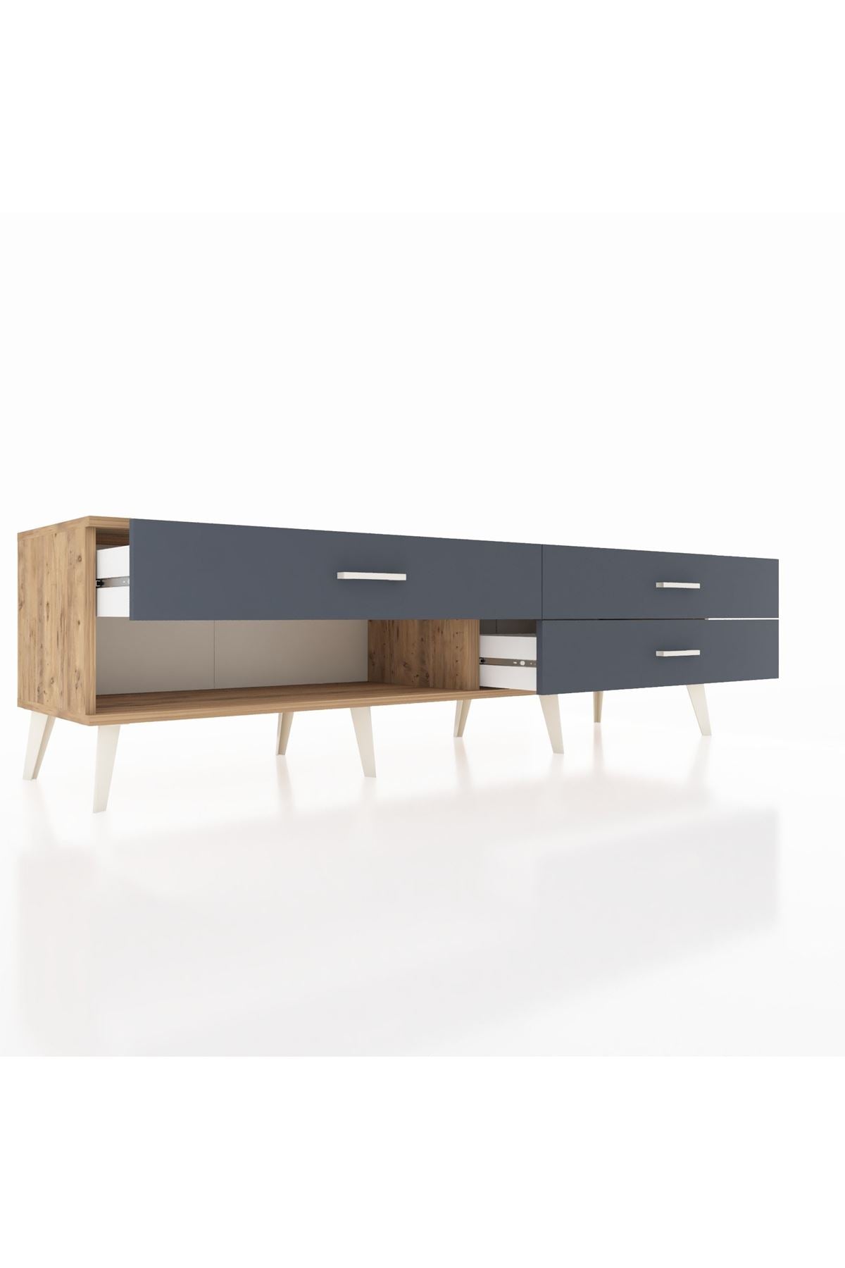 Hyperion TV Ünitesi 3 Çekmeceli  176x44x51 Çam-Çam/Antrasit