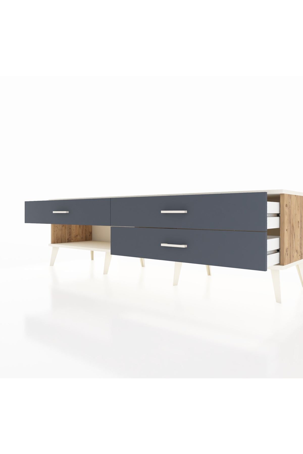 Hyperion TV Ünitesi 3 Çekmeceli  176x44x51 Çam-Aytaşı/Antrasit